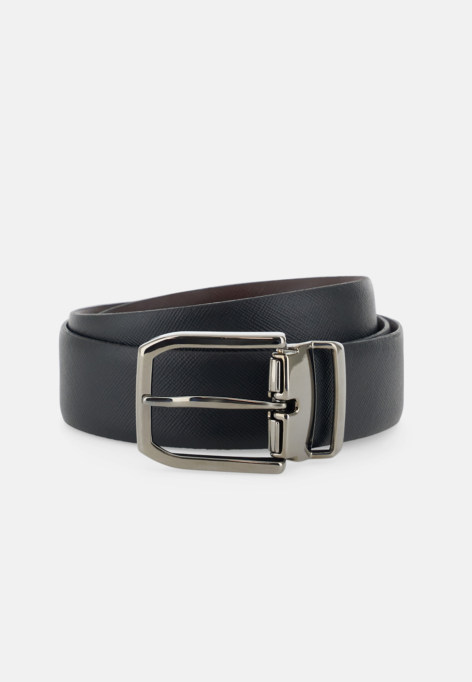 Reversible Belt in Printed Leather, Black, hi-res
