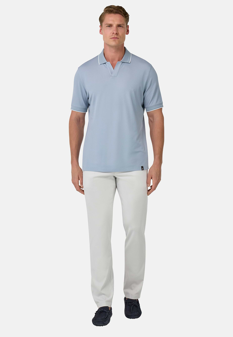 S.Cafè® High-Performance Piqué Polo Shirt, Light Blue, hi-res