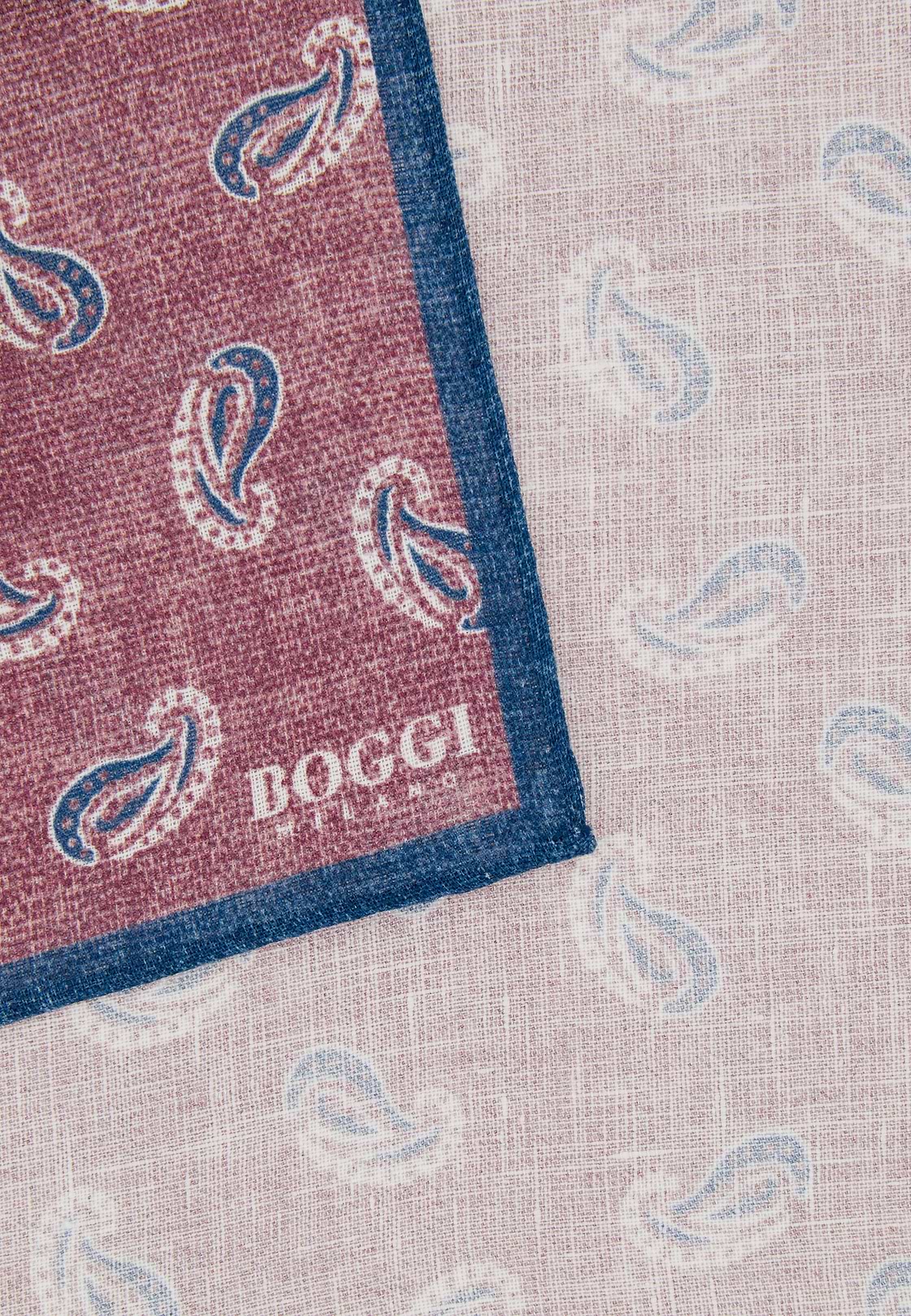 Paisley Print Linen Pocket Square, Rot, hi-res