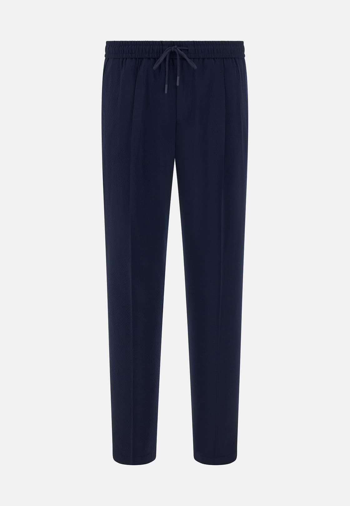 Spodnie City z elastycznej wełny seersucker, Navy blue, hi-res, 5