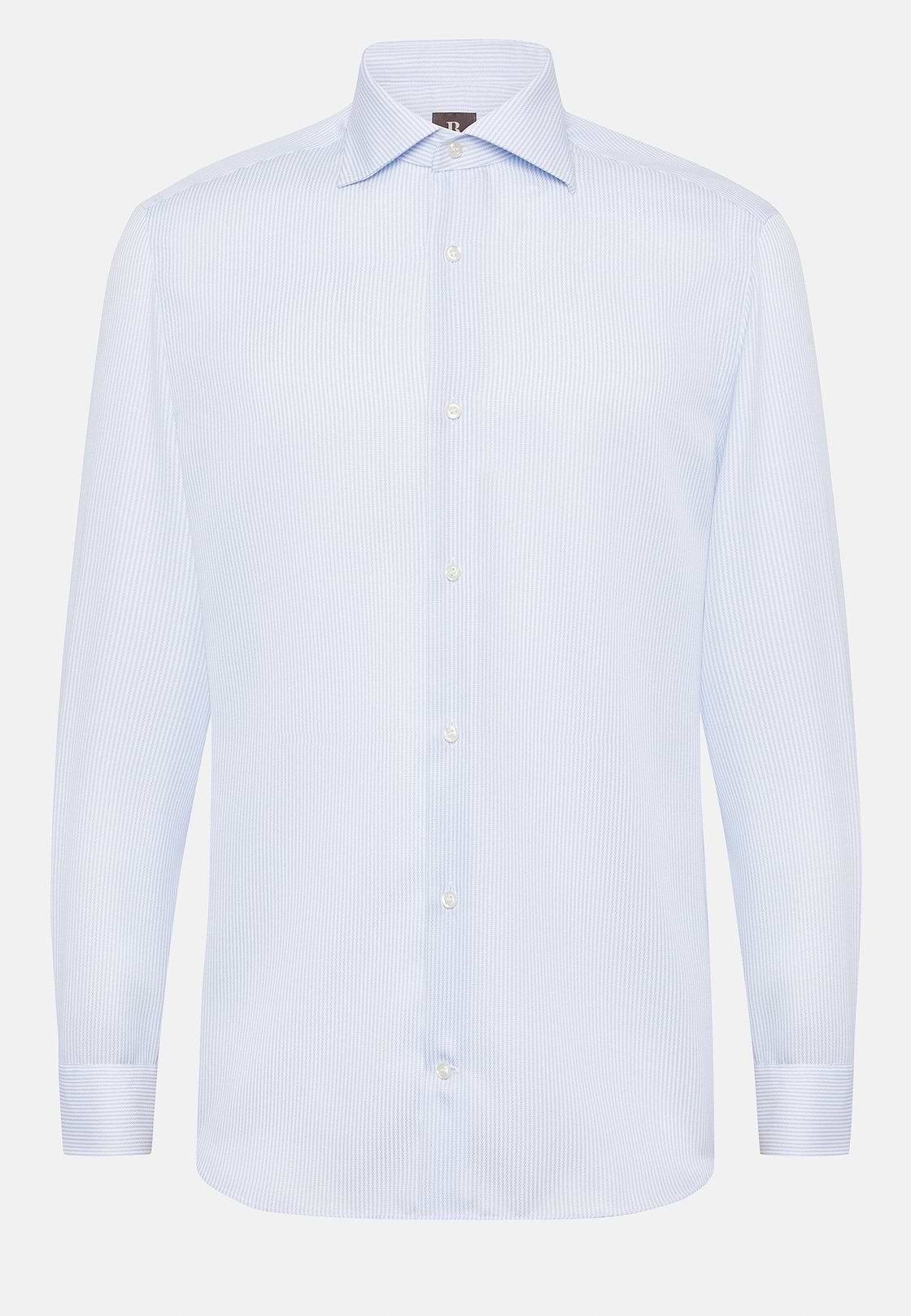 Camisa De Rayas De Algodón Dobby Slim Fit, Azul claro, hi-res