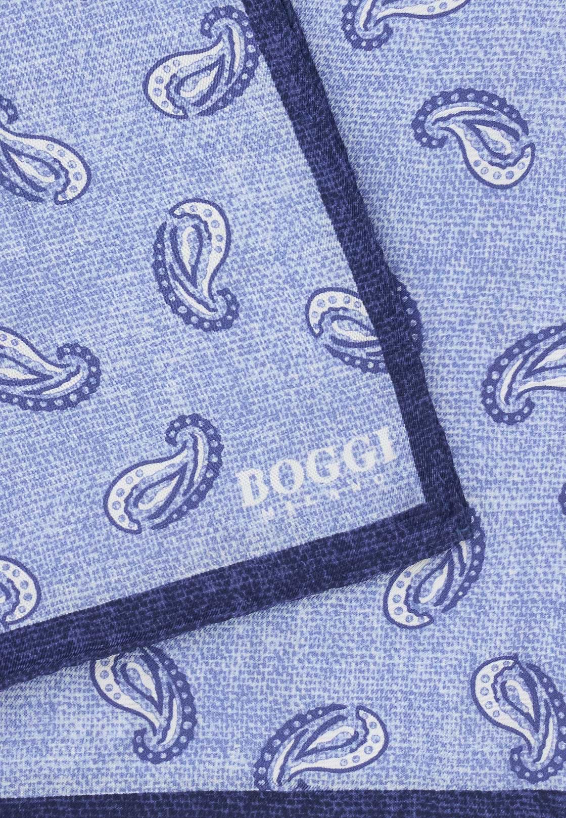 Paisley Print Silk Pocket Square, Light Blue, hi-res, 3