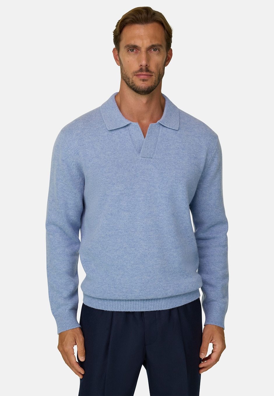 Polo de Punto en Lana Cashmere, Azul claro, hi-res