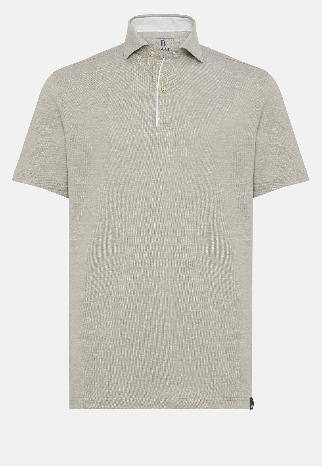 Cotton/Linen Piqué Polo Shirt, Green, hi-res