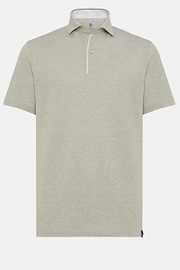 Cotton/Linen Piqué Polo Shirt, Green, hi-res