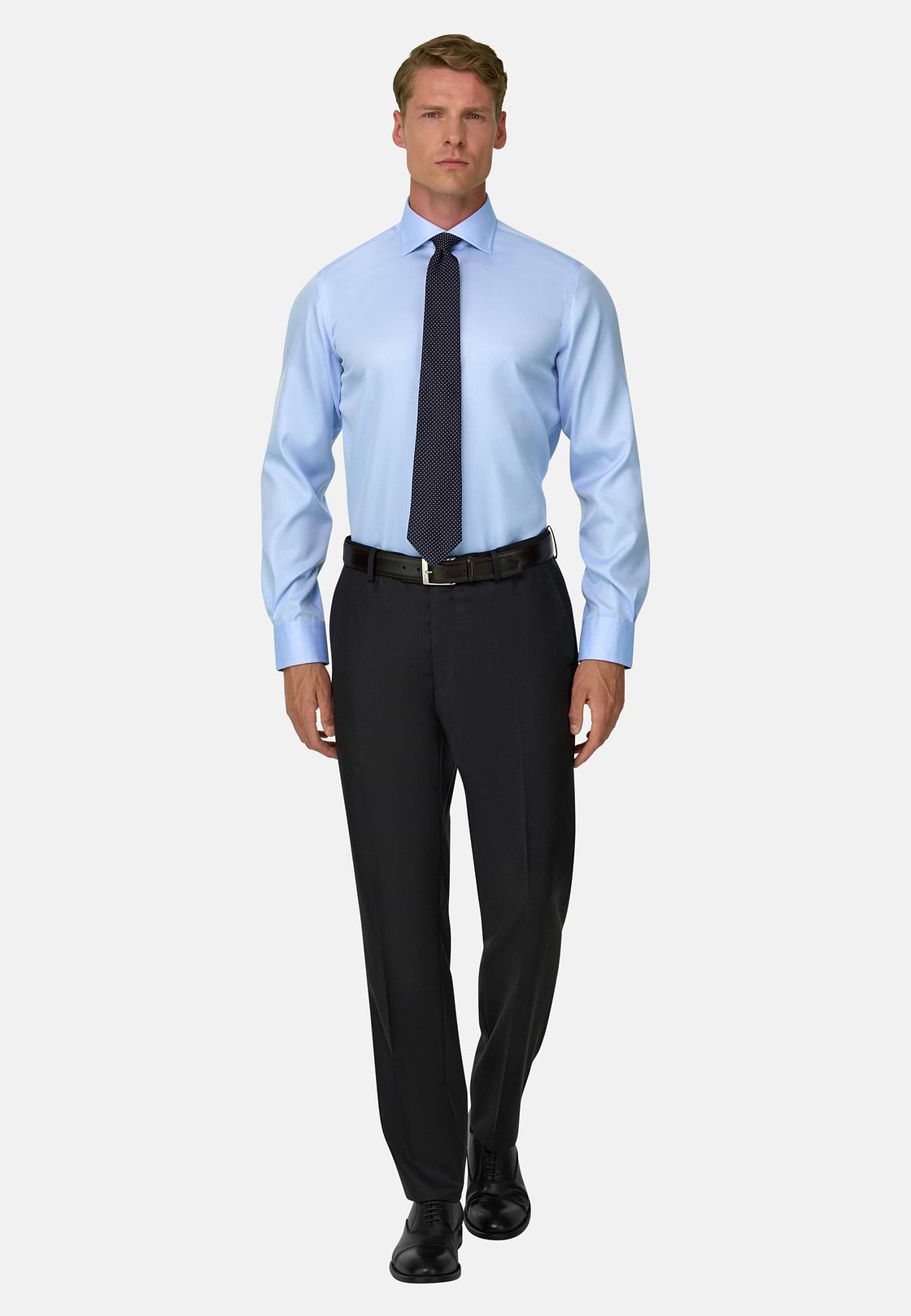 Hemd Aus Baumwoll-Twill Slim Fit, Hellblau, hi-res, 2