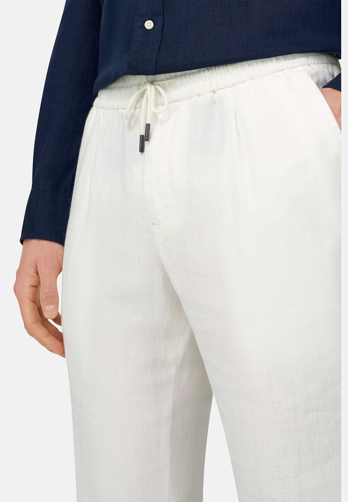 Linen Coulisse Pants, White, hi-res, 5