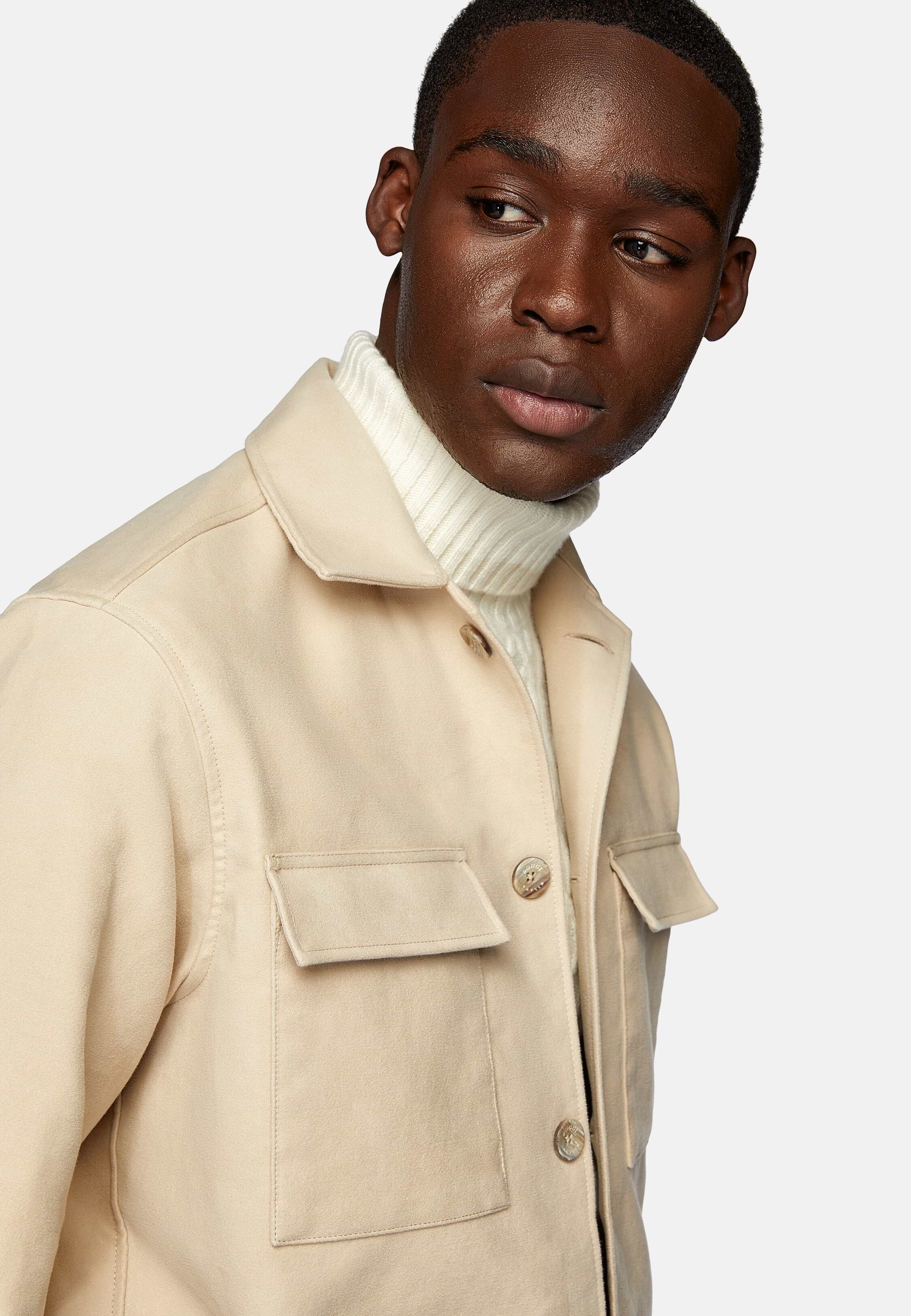 Men's Link Shirt Jacket In Moleskin | Boggi Milano