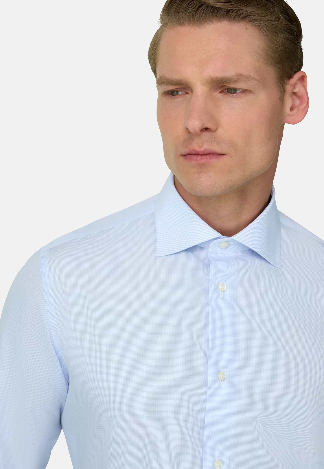 Camicia In Cotone Slim Fit, Azzurro, hi-res, 4