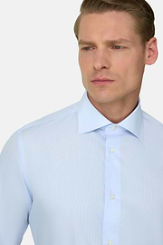 Camicia In Cotone Slim Fit, Azzurro, thumb, 4