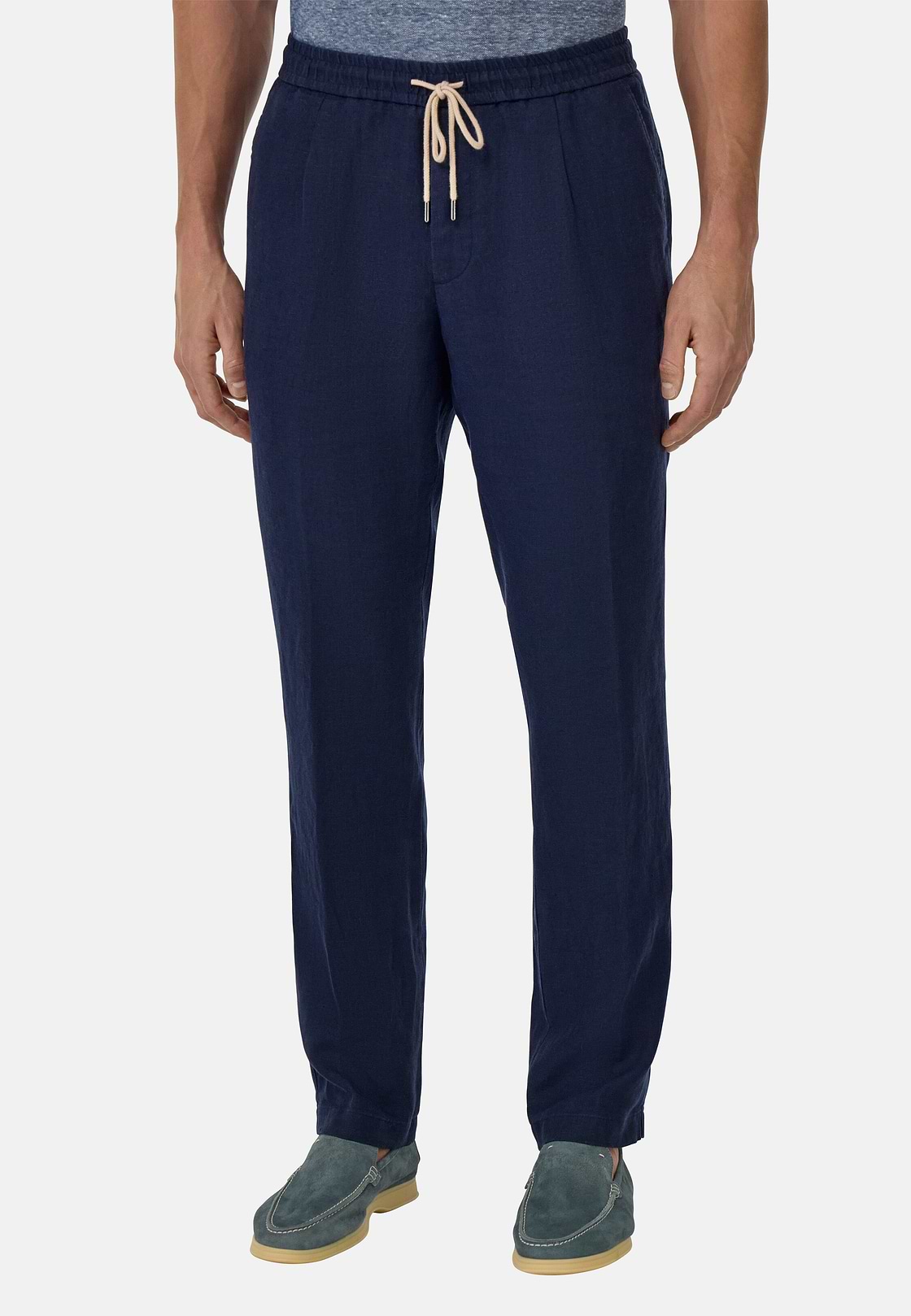 City Linen Trousers, Navy blue, hi-res