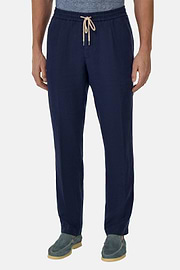 City Linen Trousers, Navy blue, hi-res