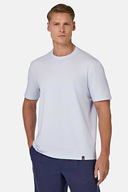 T-Shirt In Stretch Supima Cotton, Light Blue, hi-res