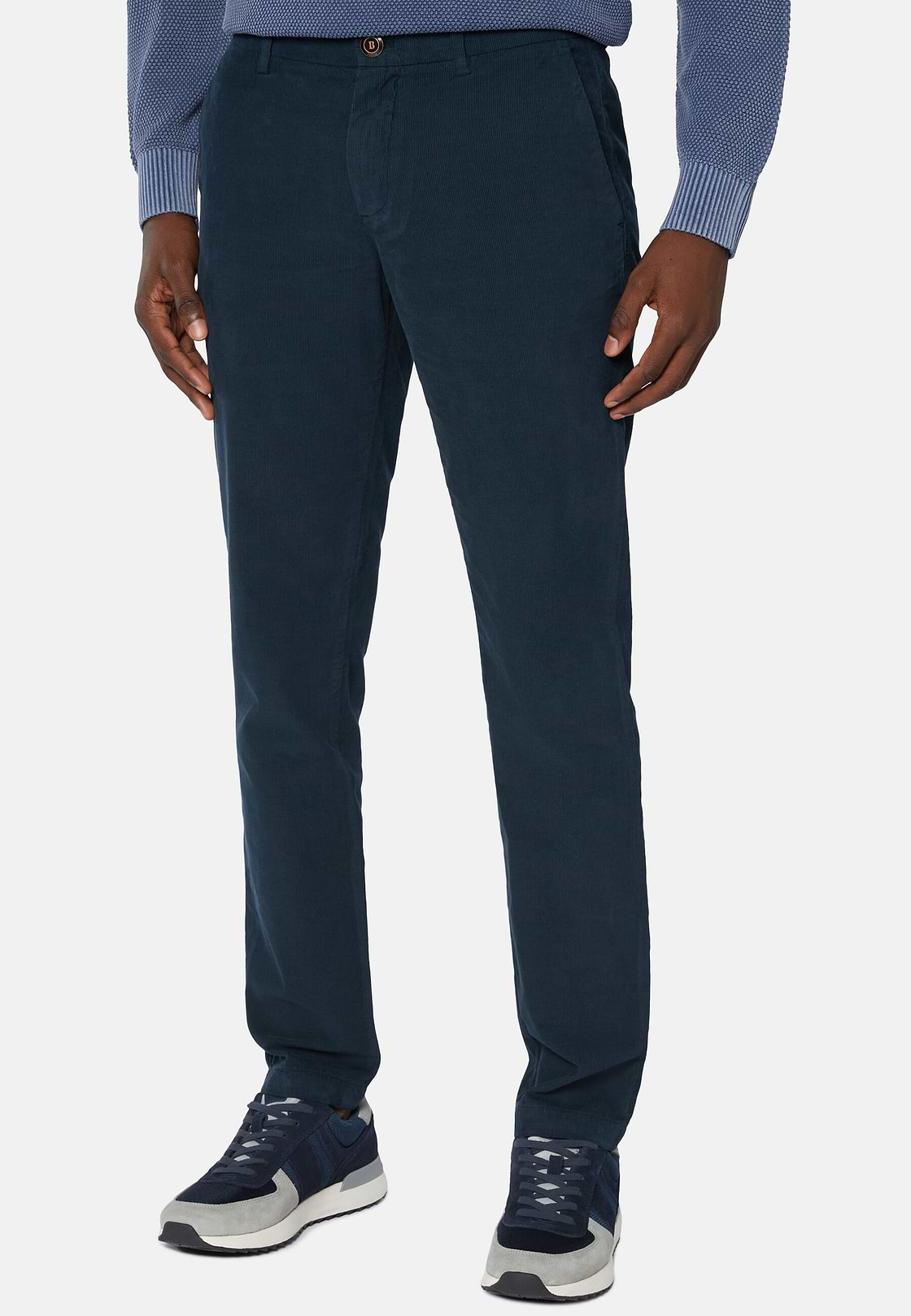 Light Corduroy Trousers, Navy blue, hi-res