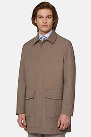 Pea Coat In Technical Wool, Taupe, hi-res