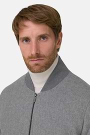 Bomber Padded in Wool Cashmere, Grey, thumb, 3