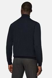 Rollkragenpullover Aus Merinowolle, Navy blau, hi-res