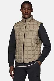 Gilet In Technical Fabric With Goose Down, Beige, hi-res