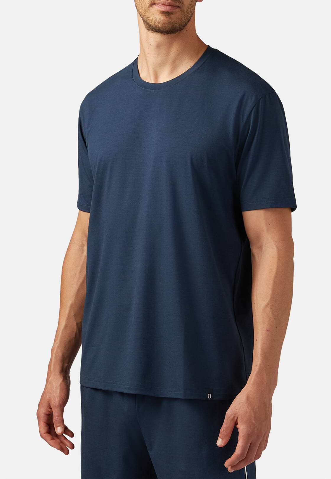 Viscose Blend Pyjama T-shirt, Navy blue, hi-res