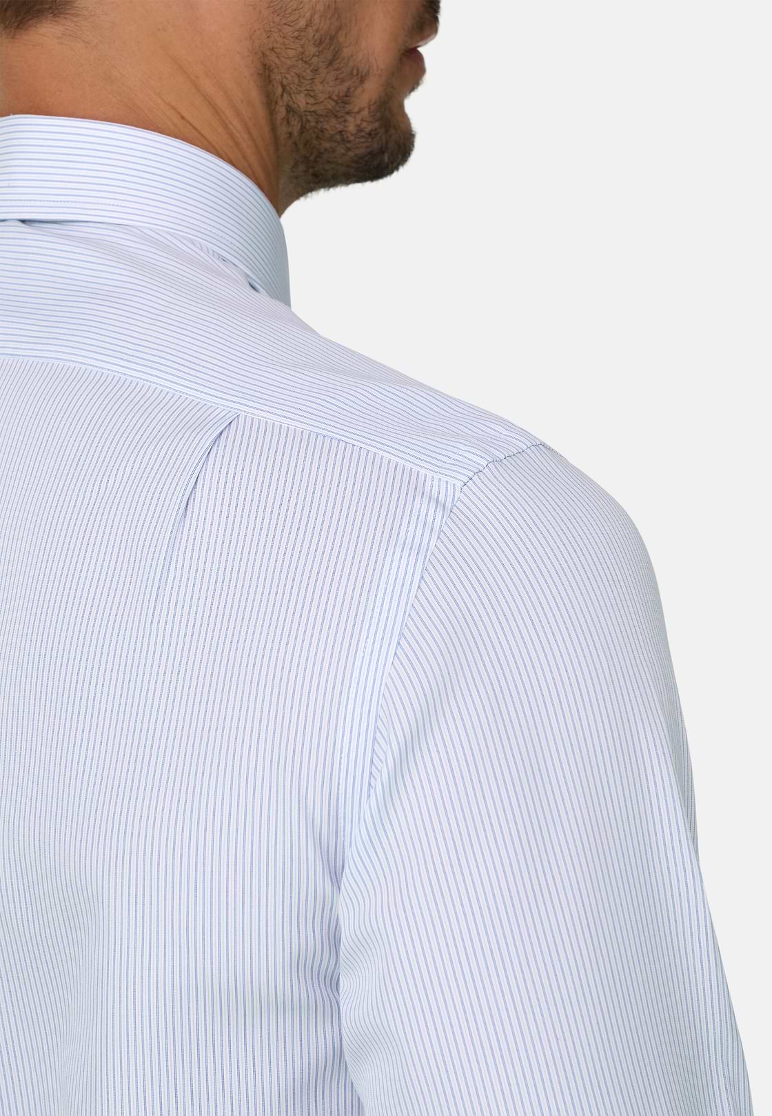 Overhemd Gestreept in Katoenpopeline Regular Fit, Light Blue, hi-res, 4