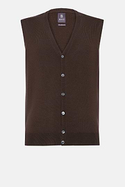 Brown Merino Wool Knitted Gilet, Brown, hi-res