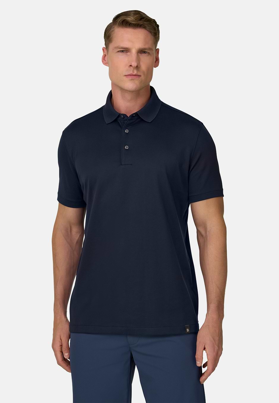 Jersey Polo Shirt With S-Cafè® Yarn, Navy blue, hi-res