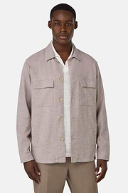 Veste Chemise Link En Coton Et Lin, Taupe, hi-res