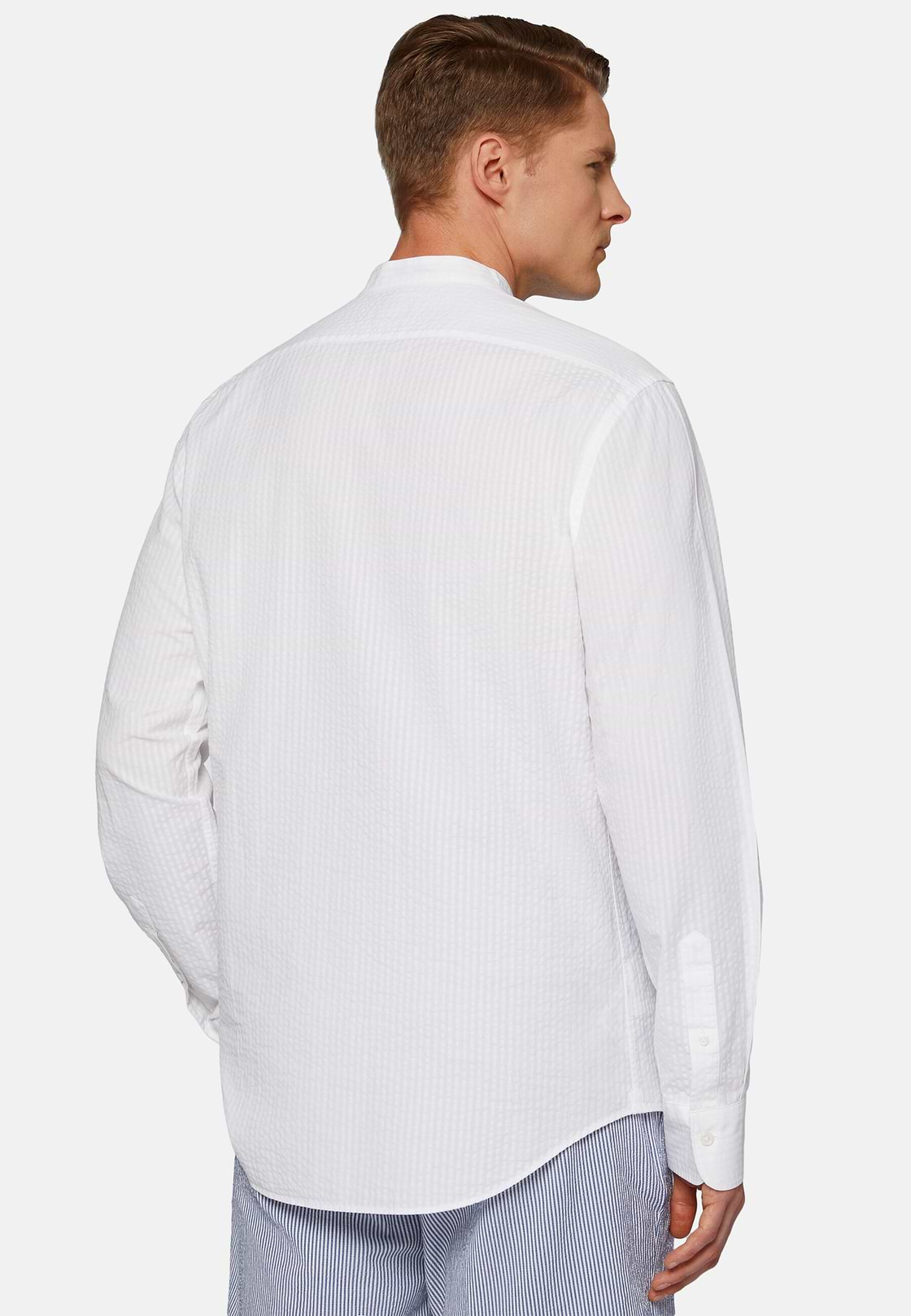 Regular Fit White Seersucker Shirt, White, hi-res