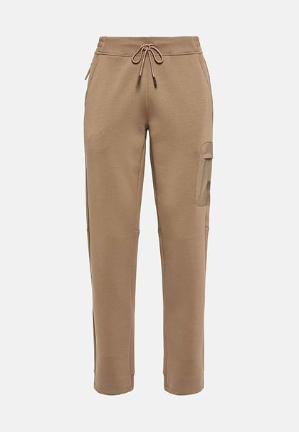 Lightweight Scuba Cotton Blend Trousers, Beige, hi-res