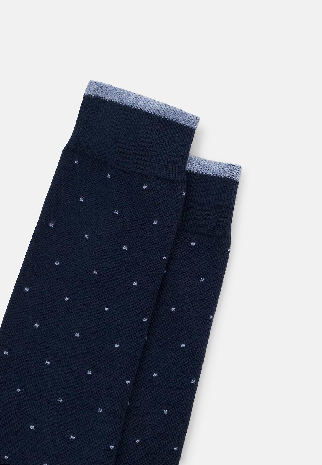 Long Socks Polka Dot Cotton Blend, Navy blue, hi-res, 3