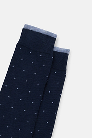 Long Socks Polka Dot Cotton Blend, Navy blue, thumb, 3