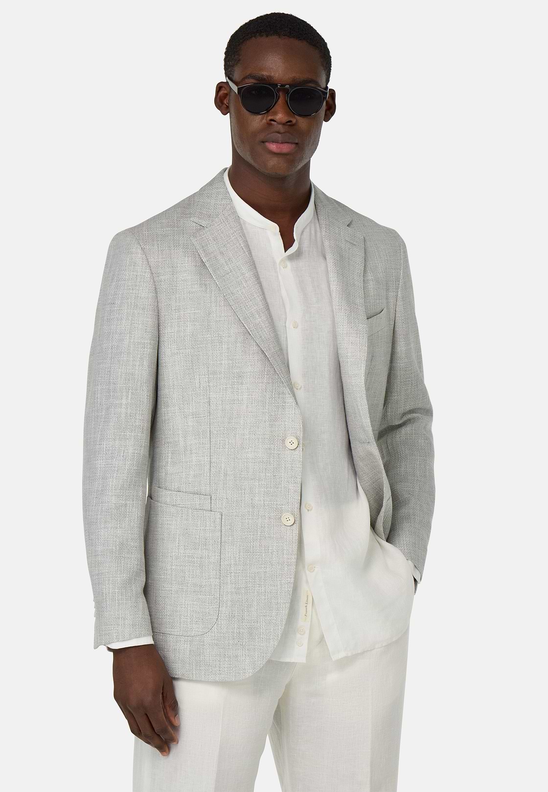 Veste En Lin Coton Laine Et Soie, Light grey, hi-res