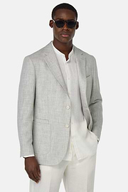 Veste En Lin Coton Laine Et Soie, Light grey, hi-res