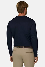 Koszulka Z Bawełnianego Dżerseju Pima Z Długim Rękawem, Navy blue, thumb, 4