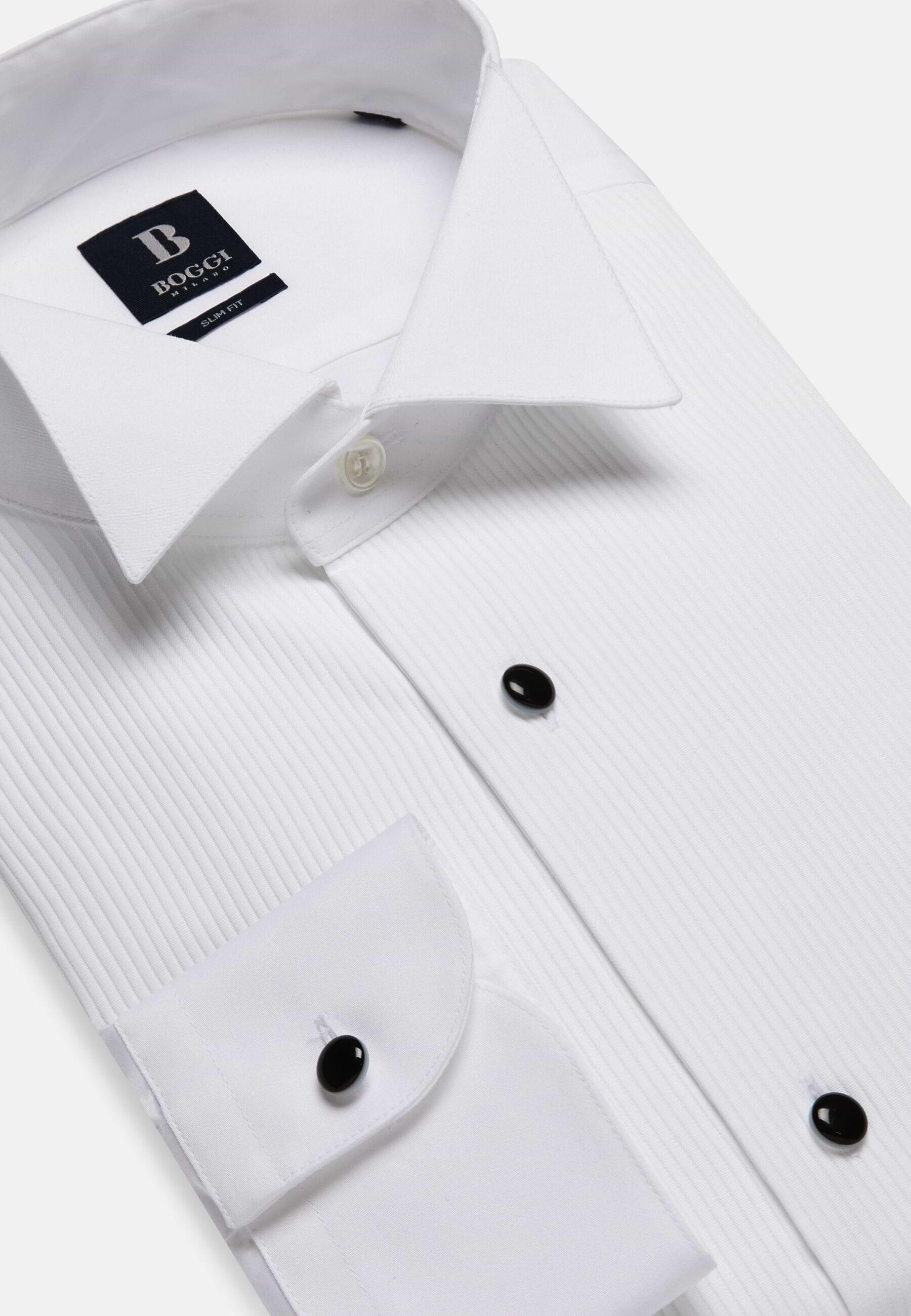 Men's Slim Fit White Cotton Shirt | Boggi Milano