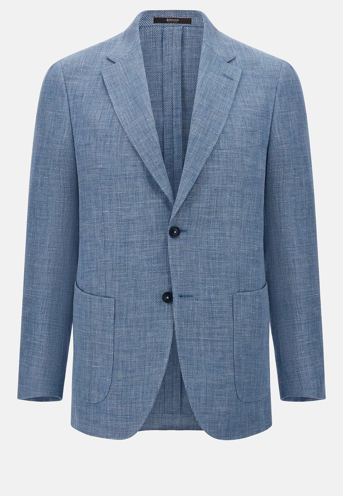 Linen and Wool Jacket, Light Blue, hi-res