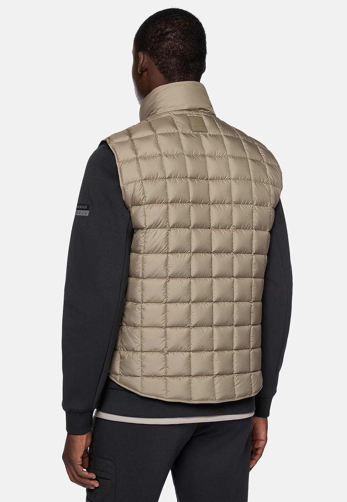 Gilet In Tessuto Tecnico In Piuma D`Oca, Beige, hi-res