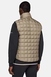 Gilet In Tessuto Tecnico In Piuma D`Oca, Beige, hi-res