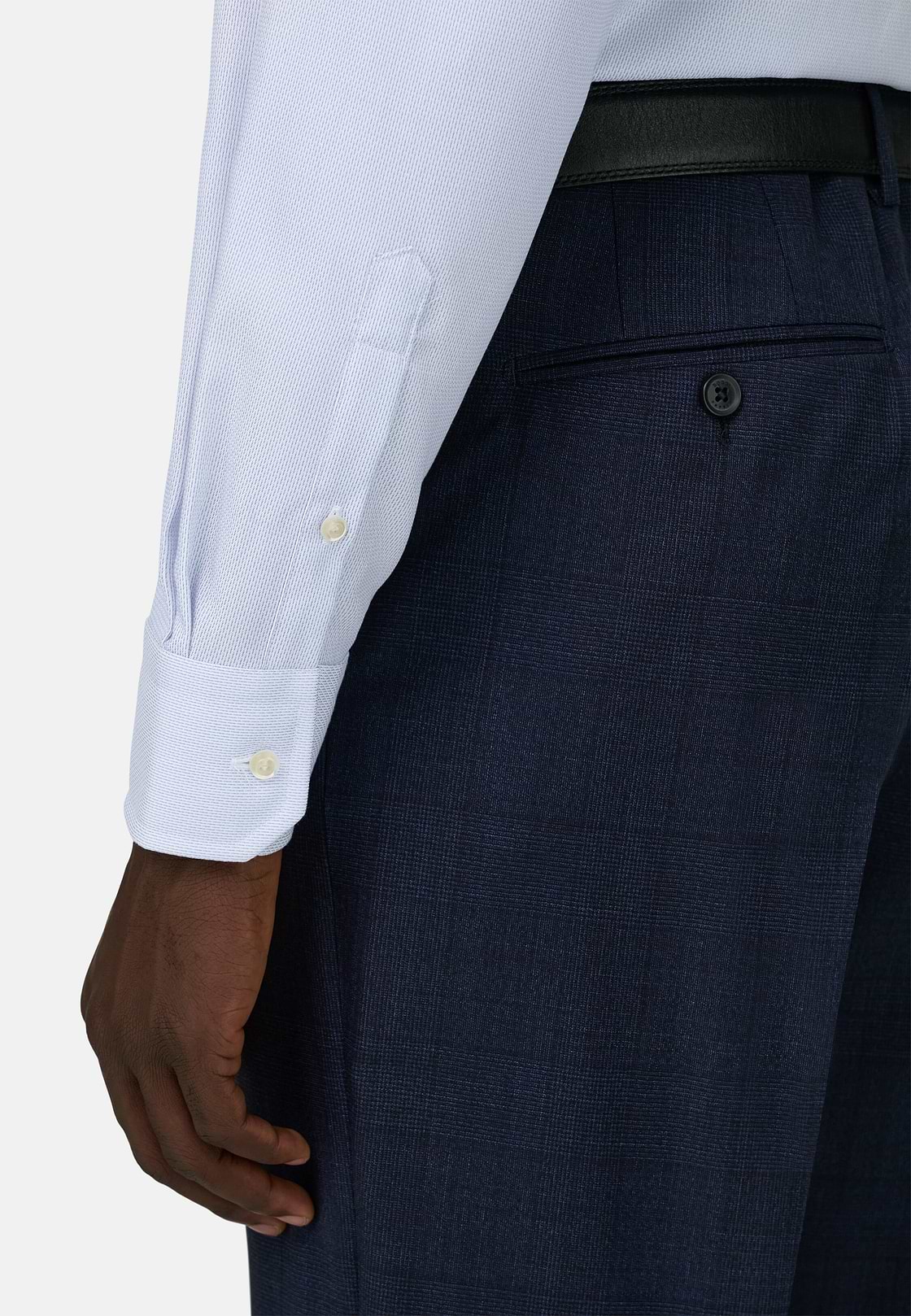 Camicia In Cotone Slim Fit, Azzurro, hi-res, 4