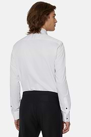 Camicia In Cotone Slim Fit, Bianco, thumb, 3