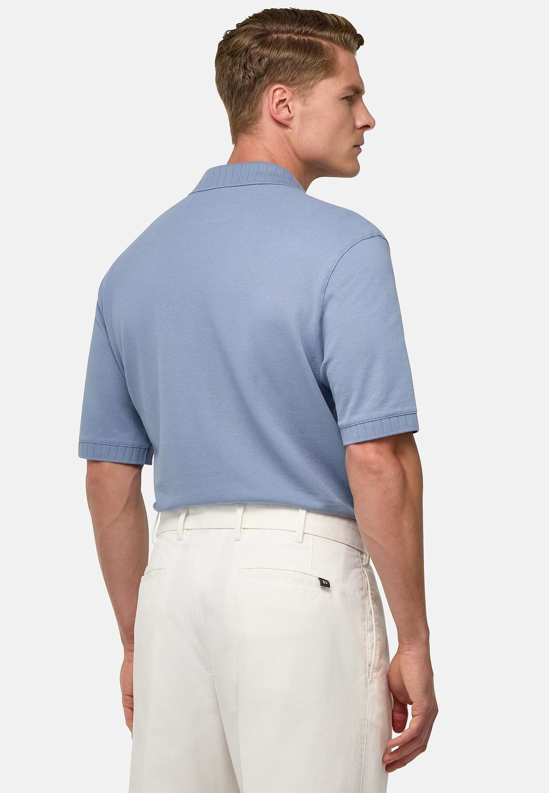 Polo En Piqué De Coton., Indigo, hi-res