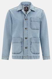 Work Shirt Jacket in Cotton Denim, Medium Blue, hi-res