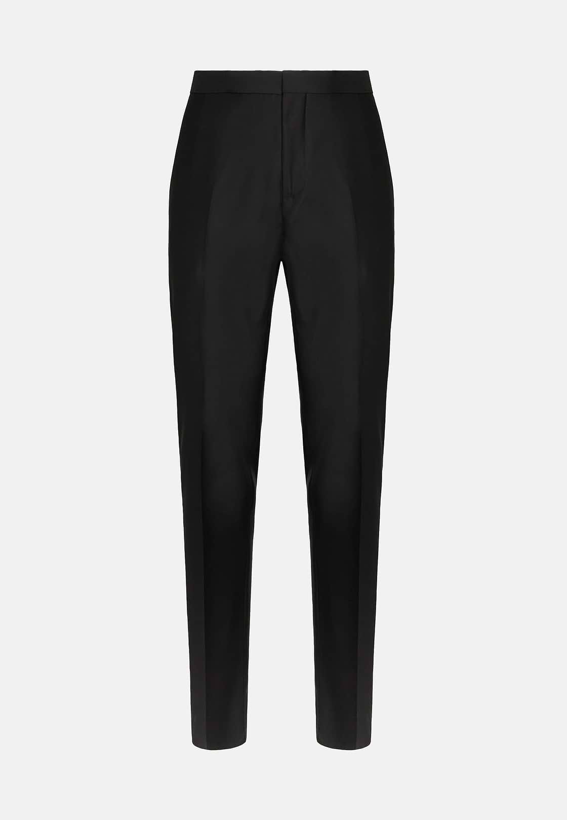 Black Wool Dinner Suit with Peak Lapels, , hi-res