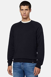 Marineblauer Pullover Mit Rundhalsausschnitt Aus Baumwolle, Seide Und Kaschmir, Navy blau, hi-res