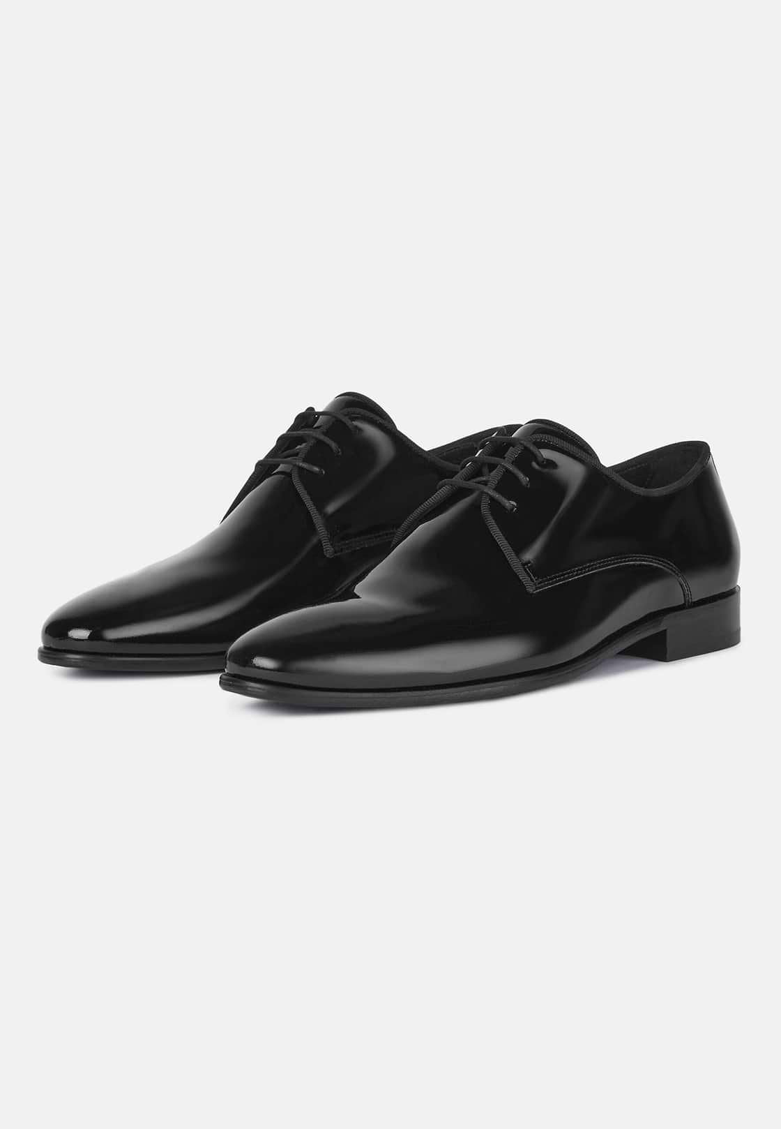 Leather Derby Shoes, Black, hi-res