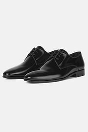 Leather Derby Shoes, Black, hi-res