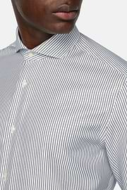 Slim Fit Striped Cotton Twill Shirt, Green, hi-res