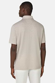 Cotton/Linen Piqué Polo Shirt, Sand, hi-res