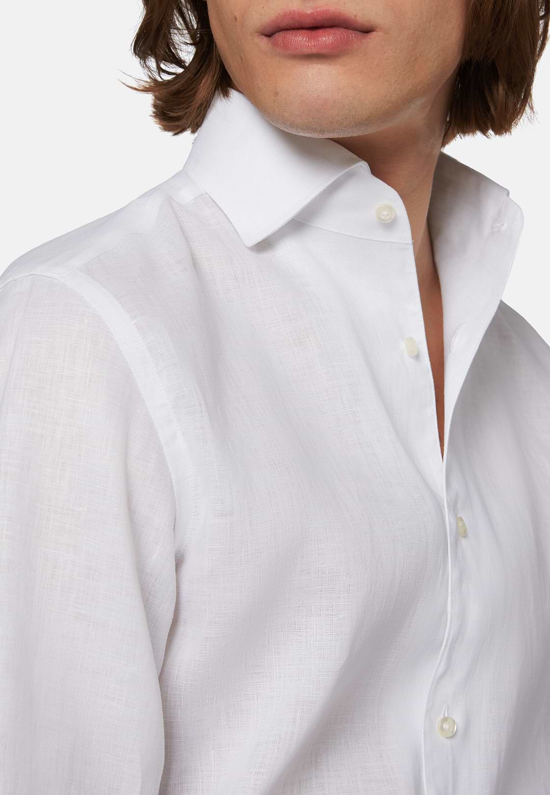 Chemise Blanche En Lin Coupe Droite, Blanc, hi-res