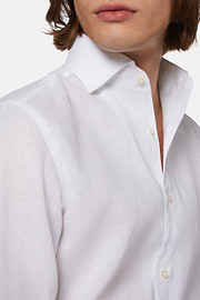 Regular Fit White Linen Shirt, White, hi-res